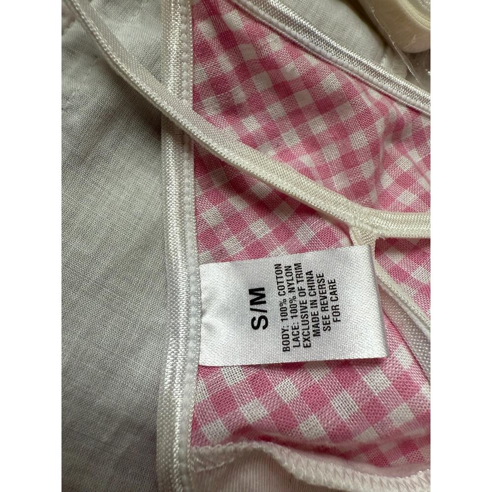 00's vintage gingham eyelet lace corset top y2k lingerie set Size 34 S/M - Picture 10 of 10